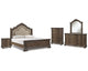 Cama tipo trineo Charmond King, tocador, espejo, cómoda y mesita de noche