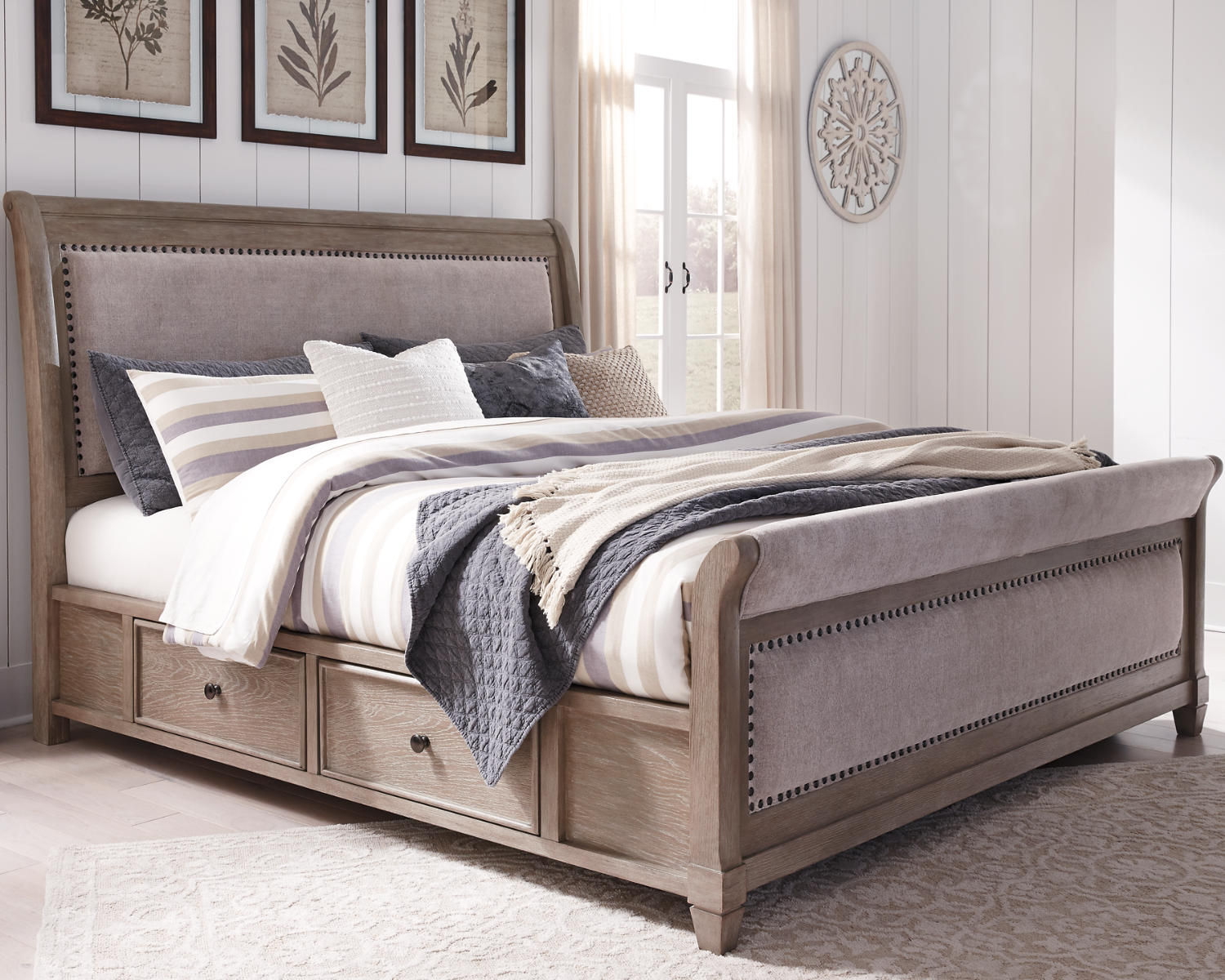 Challene California King Upholstered Bed with 4 Storage Drawers