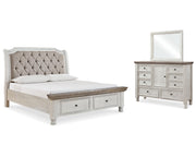 Havalance California King Sleigh Bed with Storage, Dresser and Mirror