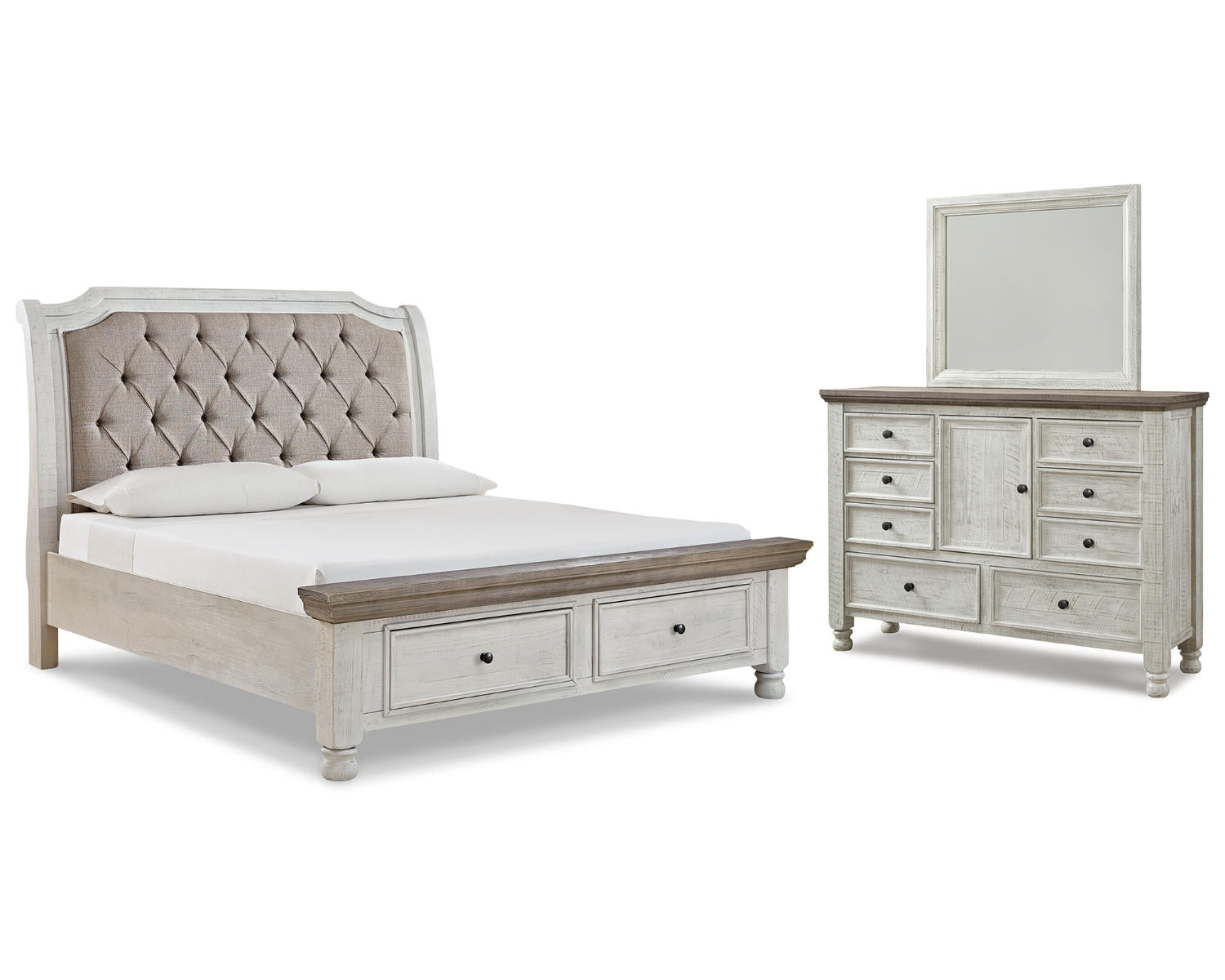 Havalance King Sleigh Bed with Storage, Dresser and Mirror