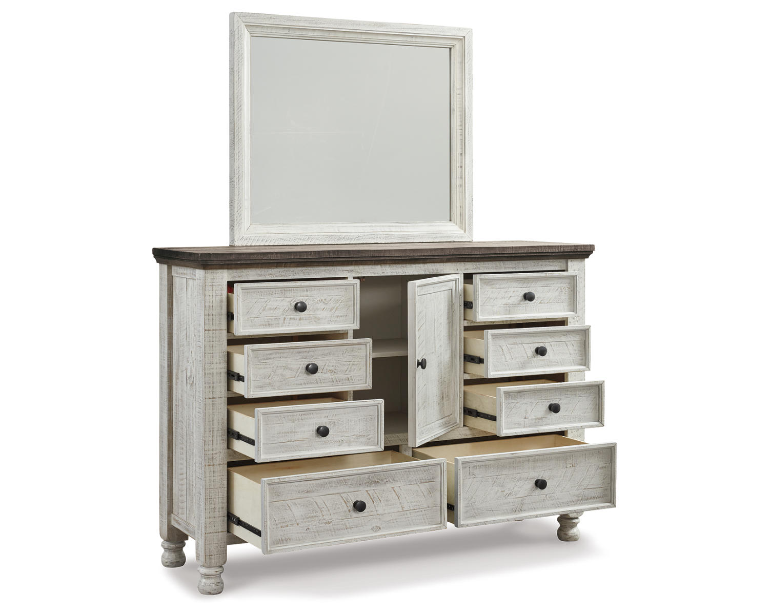Havalance Queen Sleigh Bed with Storage, Dresser and Mirror