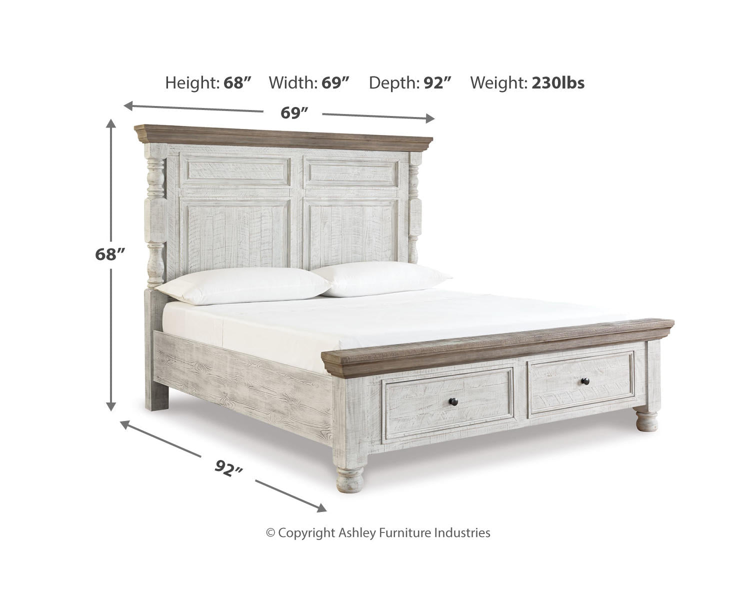 Havalance Queen Poster Bed with 2 Storage Drawers