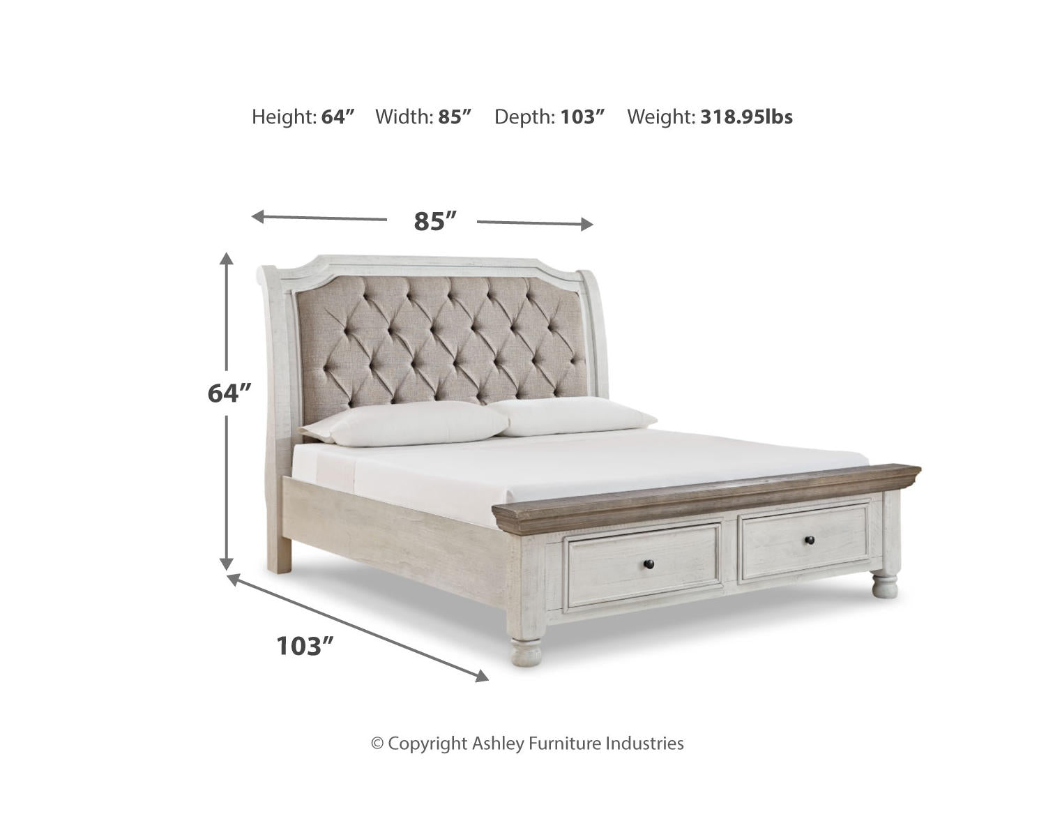 Havalance California King Sleigh Bed with Storage, Dresser and Mirror