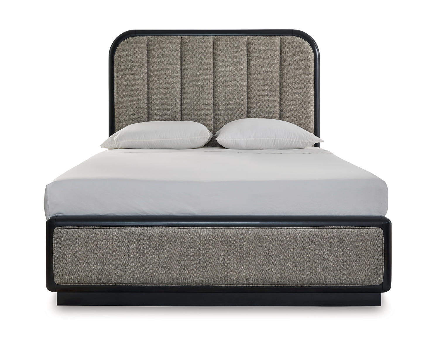 Rowanbeck Queen Upholstered Panel Bed, Dresser and Mirror