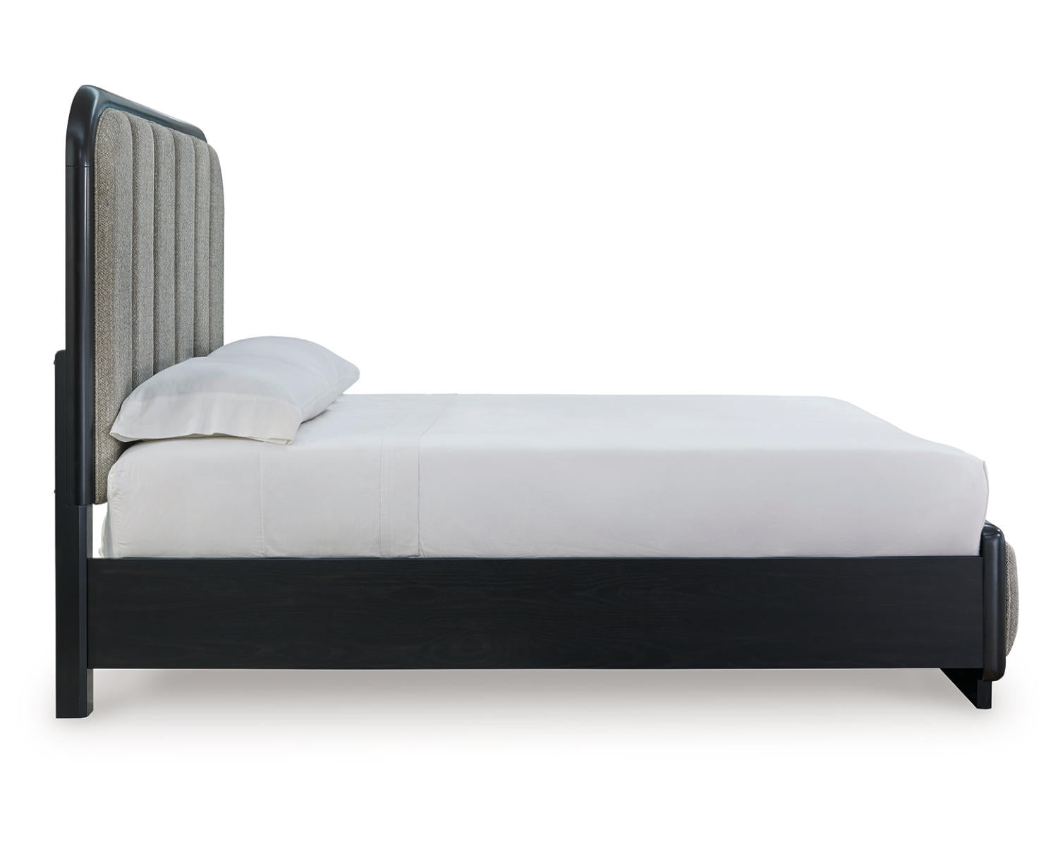 Rowanbeck Queen Upholstered Panel Bed, Dresser and Mirror
