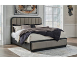 Cama King con paneles tapizados Rowanbeck