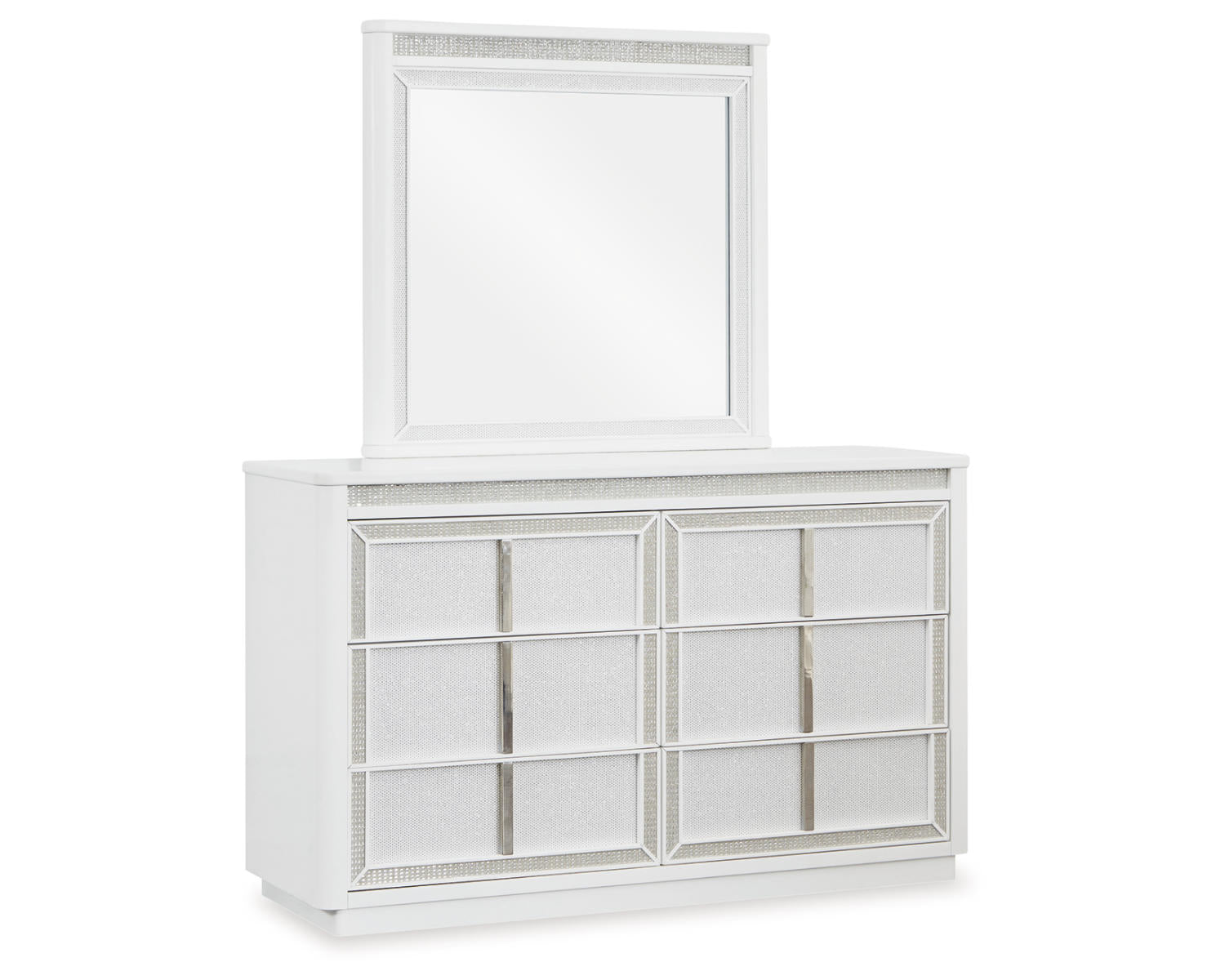 Chalanna Queen Upholstered Storage Bed, Dresser and Mirror