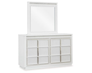 Chalanna Queen Upholstered Storage Bed, Dresser and Mirror