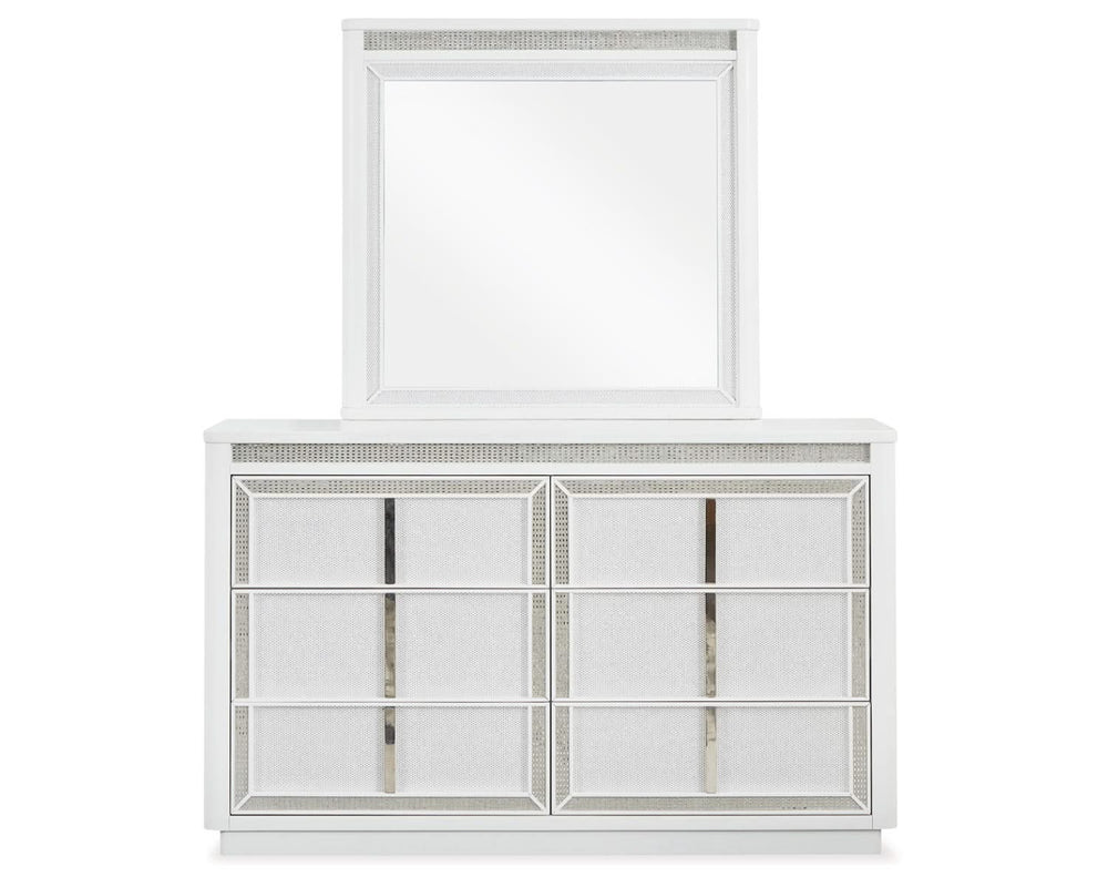 Chalanna Queen Upholstered Storage Bed, Dresser and Mirror