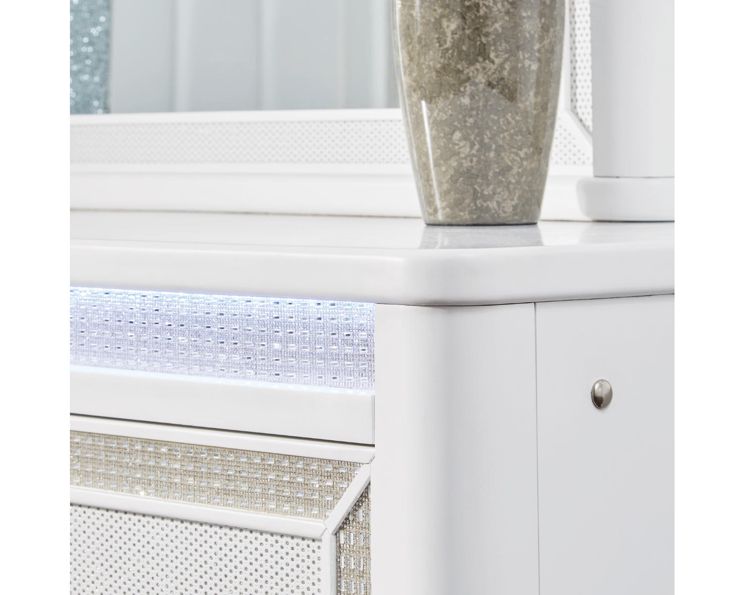 Chalanna Queen Upholstered Storage Bed, Dresser and Mirror