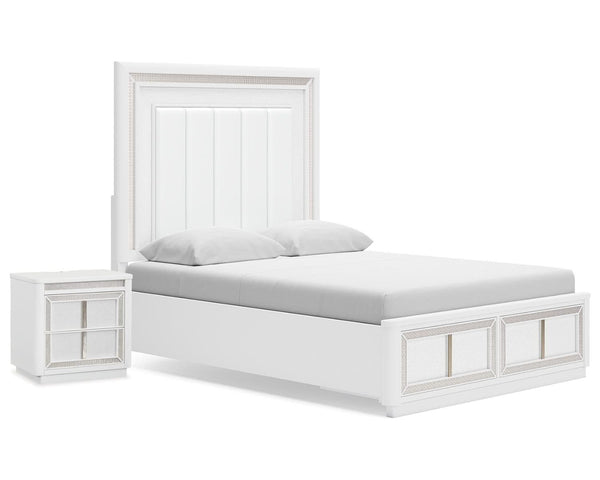 Cama Queen Chalanna con almacenamiento y mesita de noche