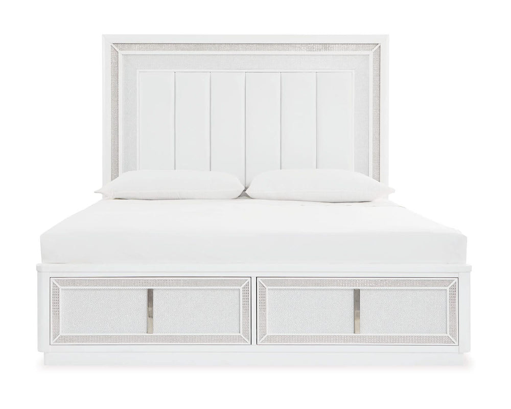 Chalanna Queen Upholstered Storage Bed, Dresser and Mirror