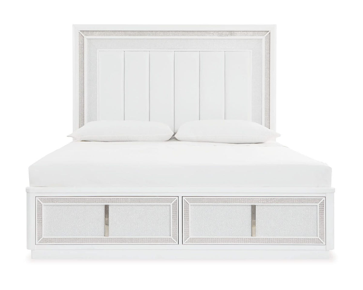 Chalanna Queen Upholstered Storage Bed, Dresser and Mirror