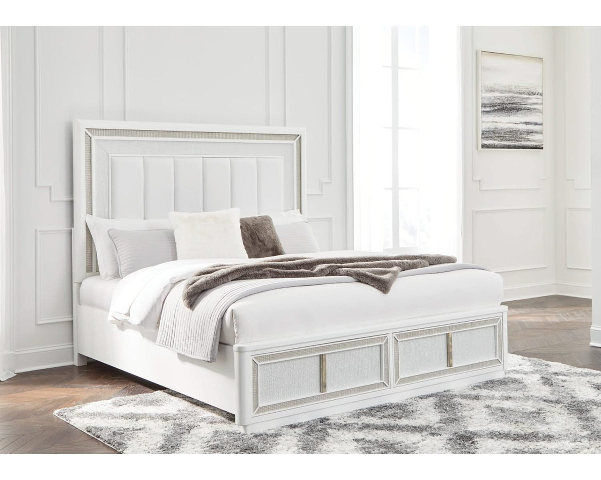 Cama tapizada Chalanna California King con almacenaje