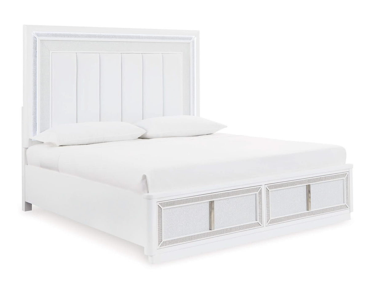 Chalanna Queen Upholstered Storage Bed, Dresser and Mirror