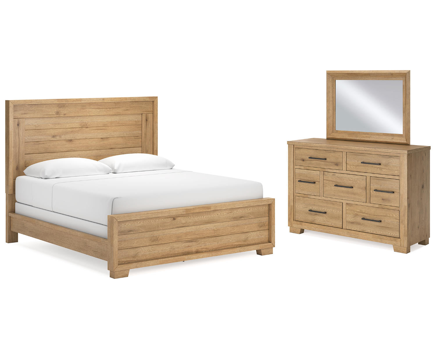 Galliden California King Panel Bed, Dresser and Mirror