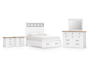 Ashbryn Queen Panel Storage Bed, Dresser, Mirror and 2 Nightstands