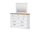 Cama King Ashbryn con almacenamiento, tocador y espejo
