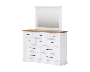 Cama Queen Ashbryn con almacenamiento, tocador y espejo