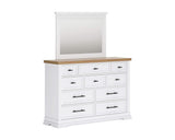 Cama King Ashbryn con almacenamiento, tocador, espejo y mesita de noche