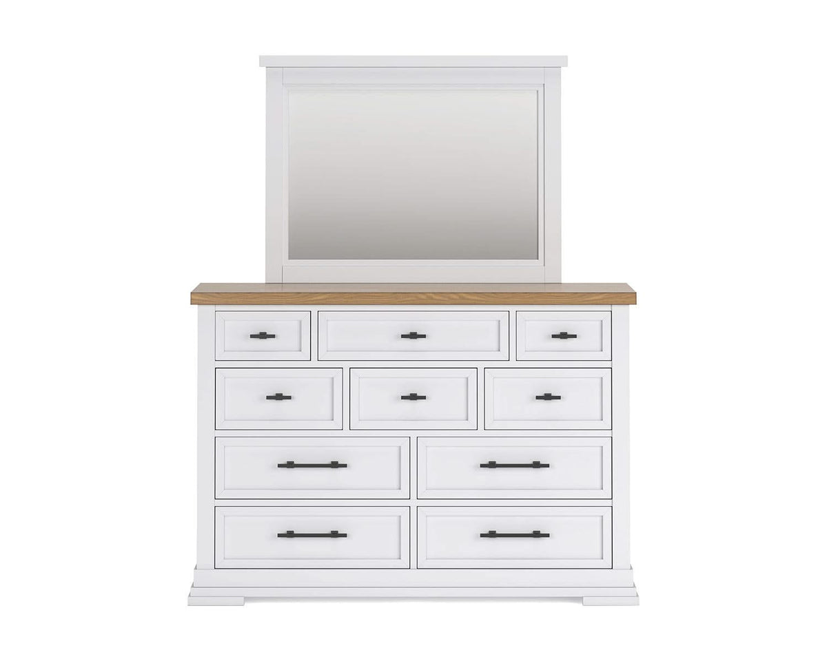 Cama Queen Ashbryn con almacenamiento, tocador y espejo