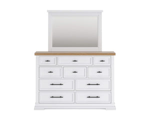 Cama Queen Ashbryn con almacenamiento, tocador y espejo