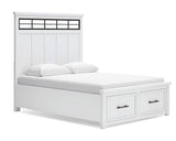 Cama Queen Ashbryn con almacenamiento, tocador y espejo