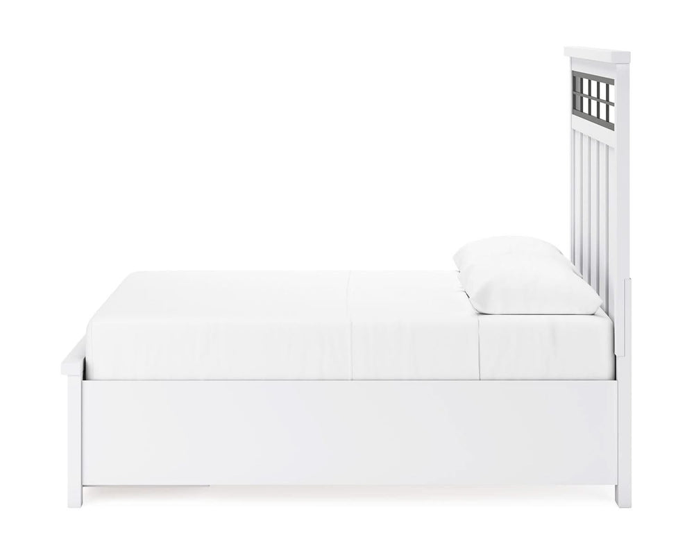 Cama Queen Ashbryn con almacenamiento, tocador y espejo