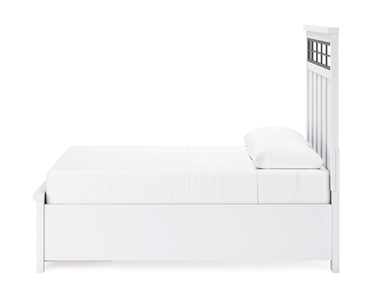 Cama Queen Ashbryn con almacenamiento, tocador y espejo