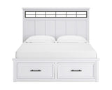 Cama King Ashbryn con almacenamiento, tocador, espejo y mesita de noche