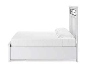 Cama Ashbryn King con paneles, tocador, espejo y dos mesitas de noche