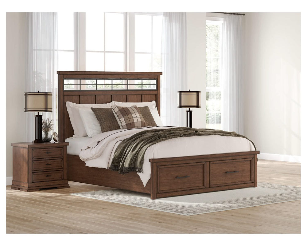 Cama California King Taffenbrook con almacenamiento y paneles