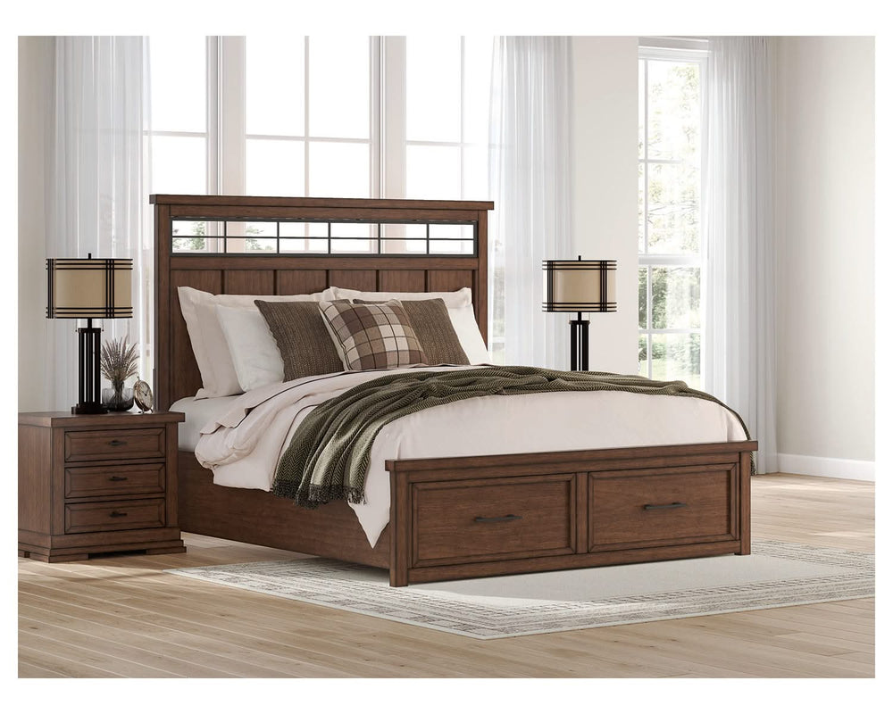 Cama Taffenbrook King con almacenamiento y paneles
