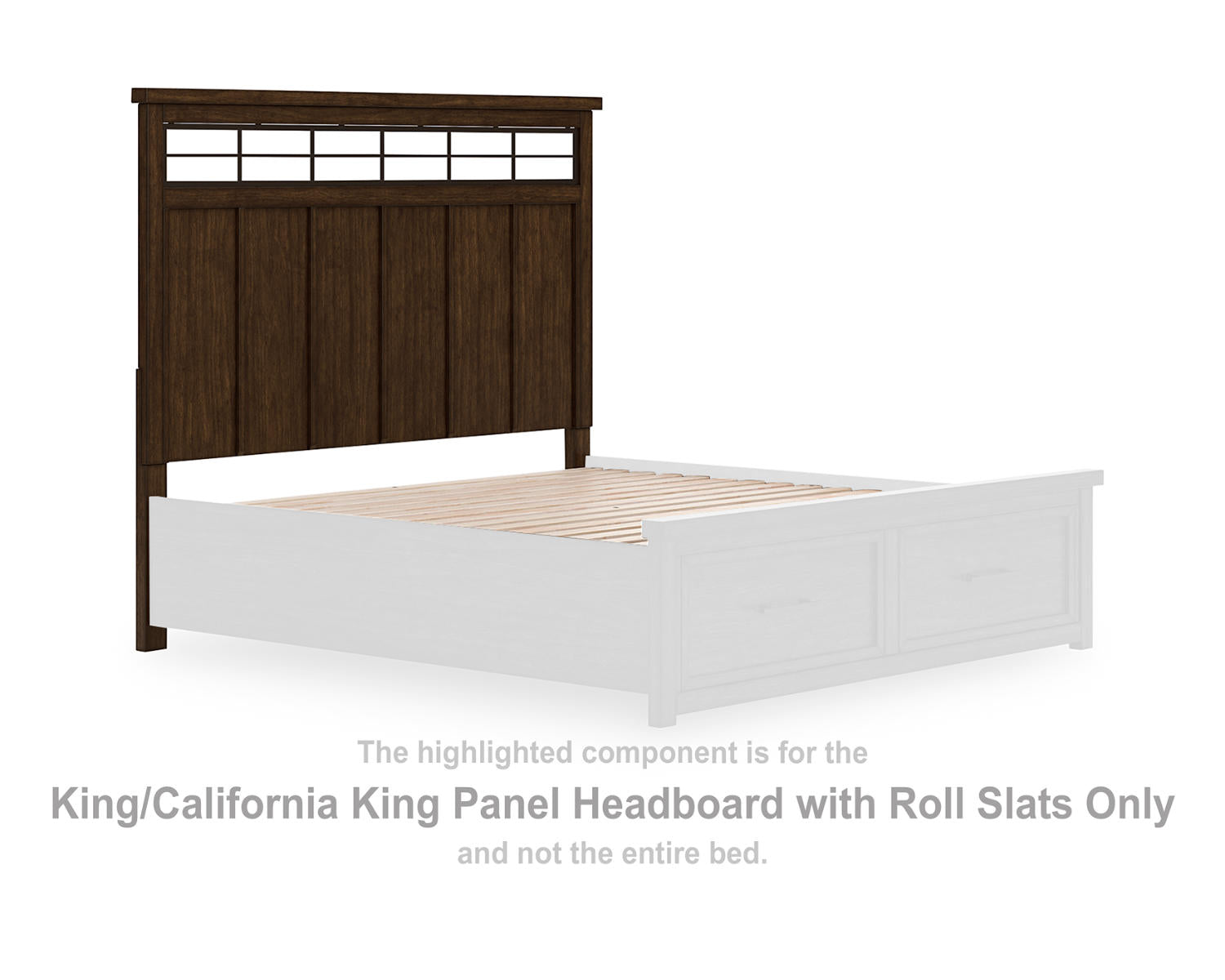 Taffenbrook King/California King Panel Headboard with Roll Slats