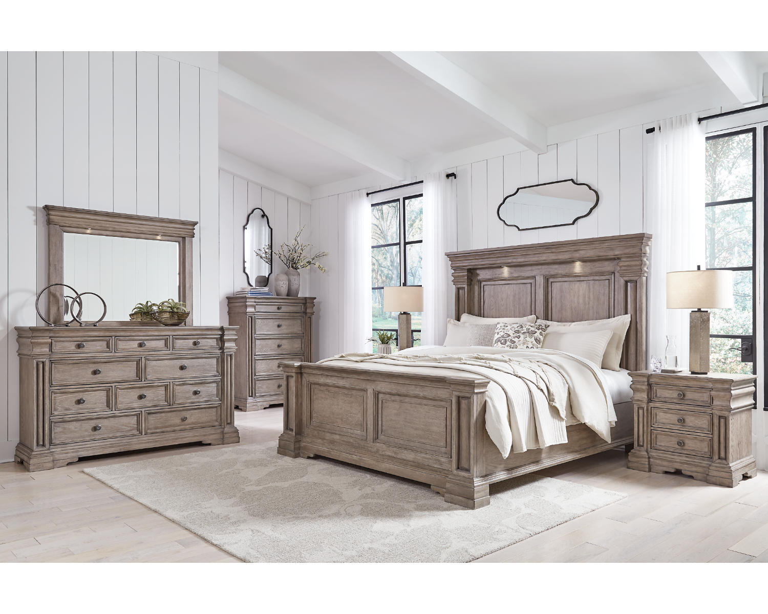 Blairhurst California King Panel Bed, Dresser and Mirror