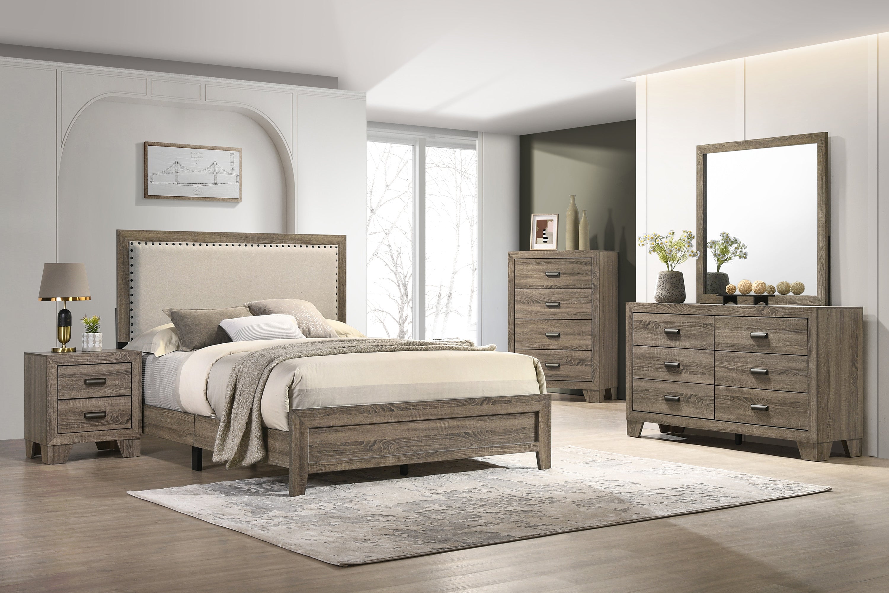 SETB9205 MILLIE KING UPHOLSTERED BED GROUP GREY