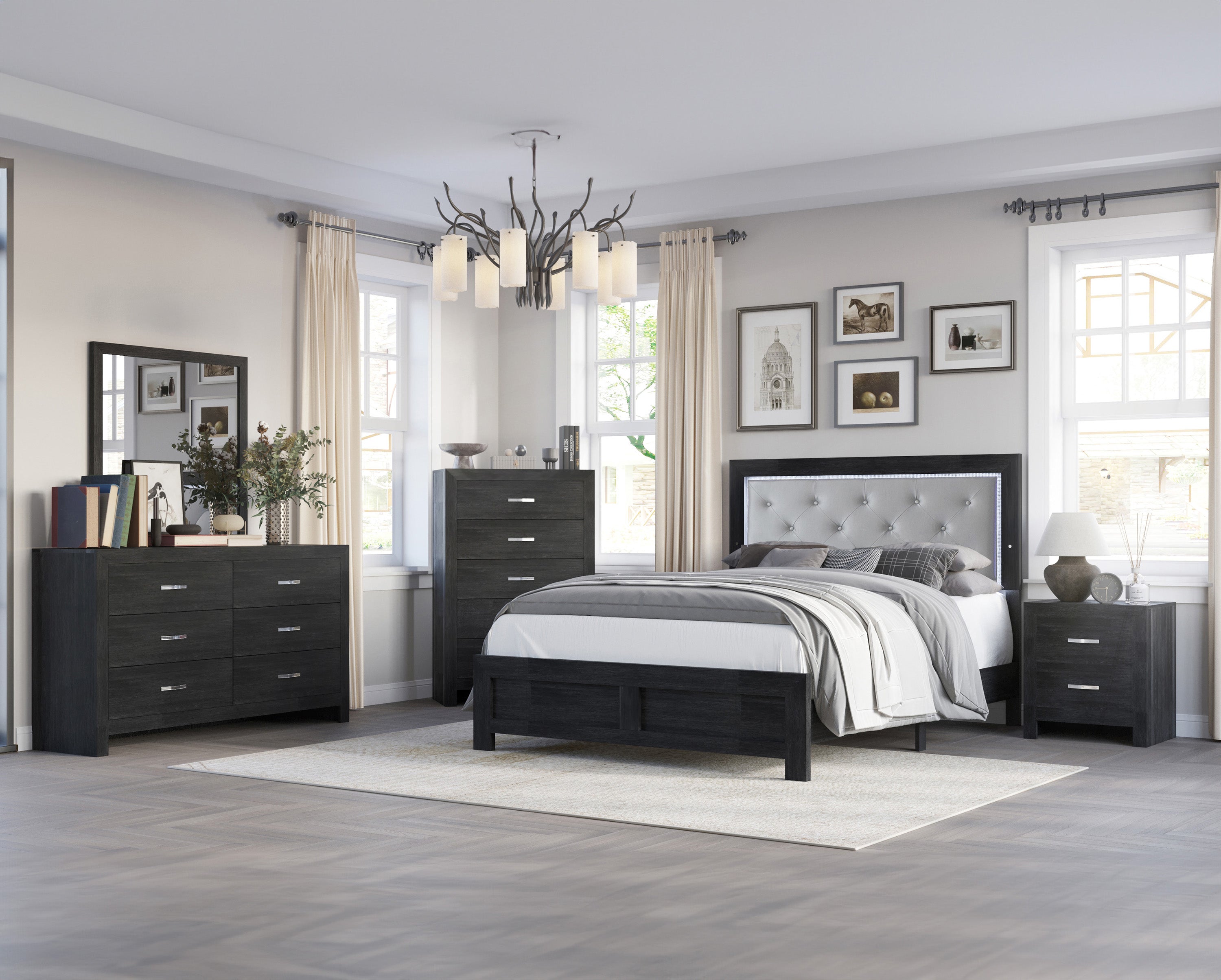 SETB9280 JAYLEN  KING BLACK BEDROOM GROUP