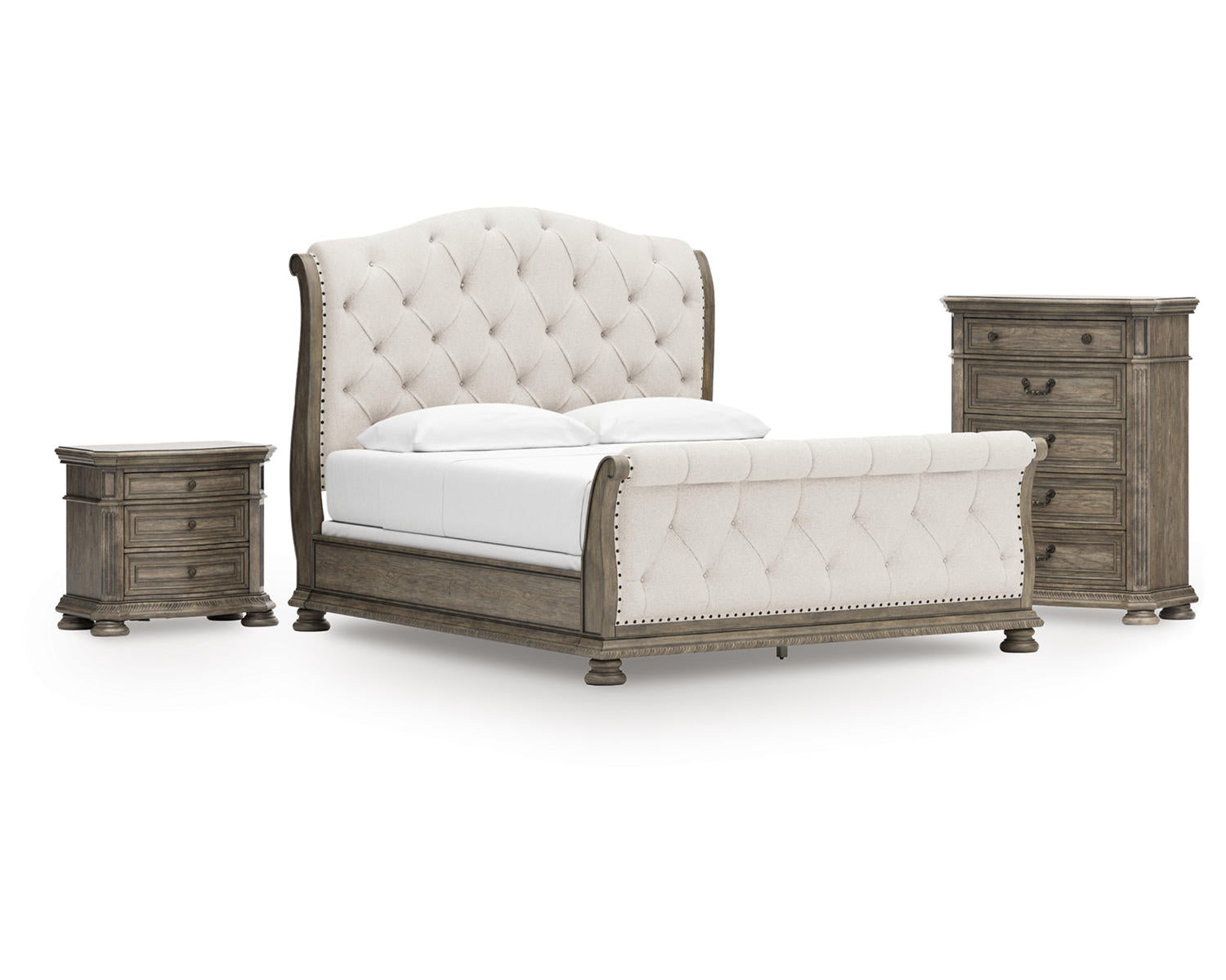 Ardenfield California King Sleigh Bed, Chest and Nightstand