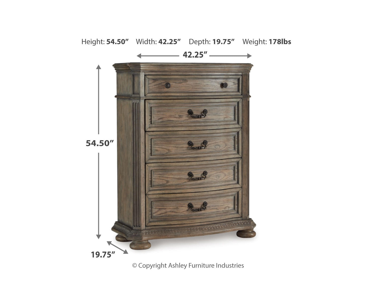 Ardenfield California King Sleigh Bed, Chest and Nightstand