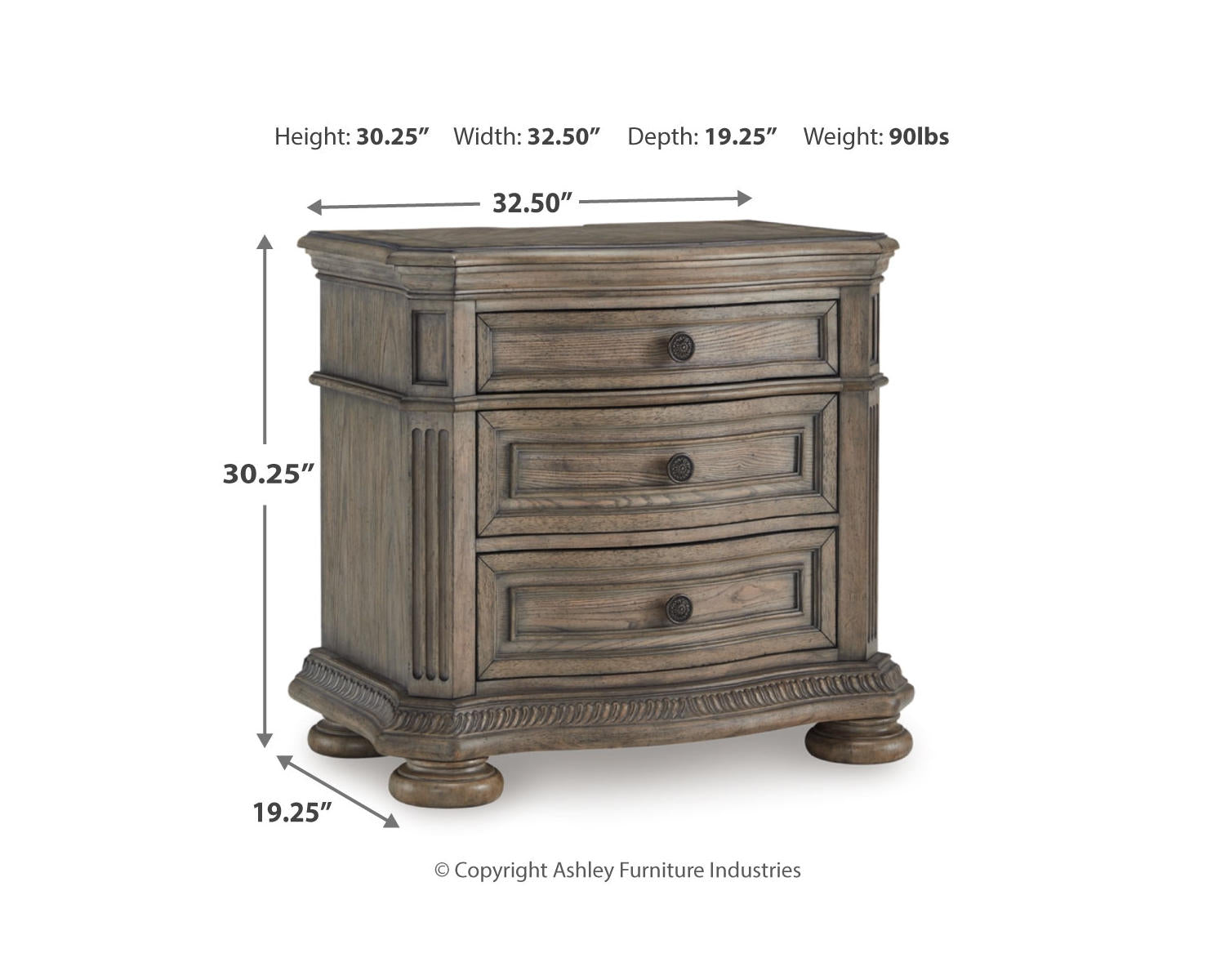 Ardenfield California King Sleigh Bed, Chest and Nightstand