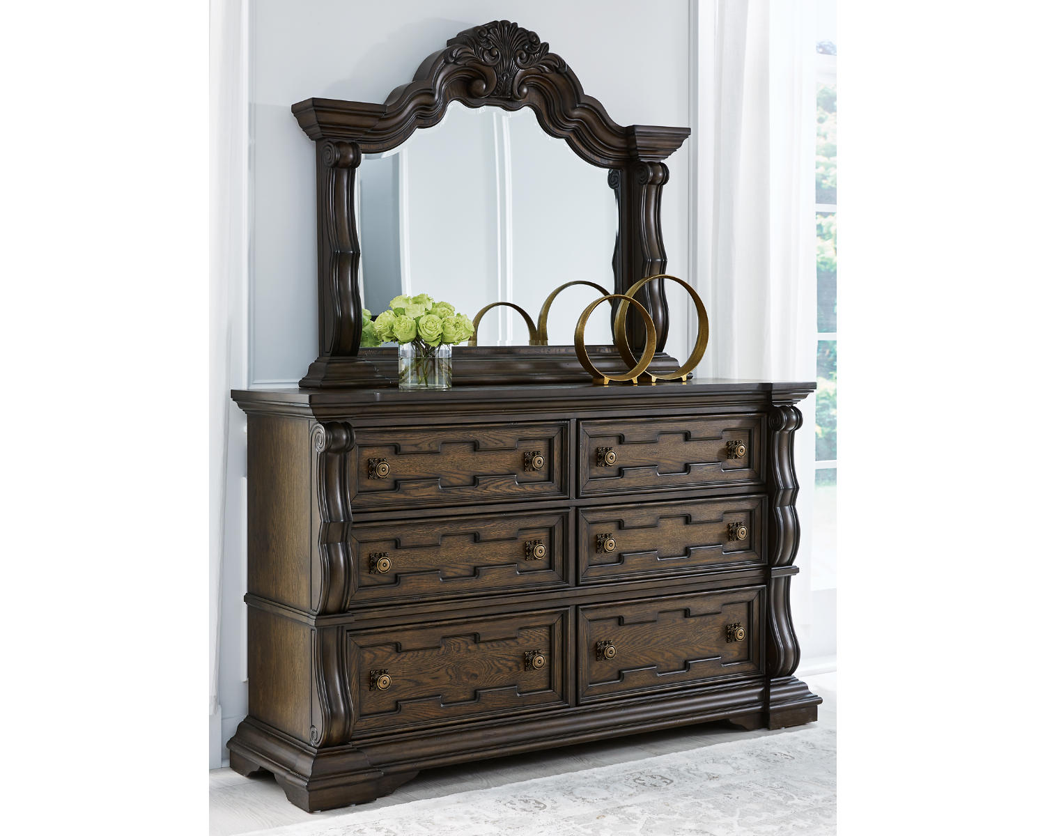 Maylee Queen Panel Bed, Dresser, Mirror, Chest and 2 Nightstands