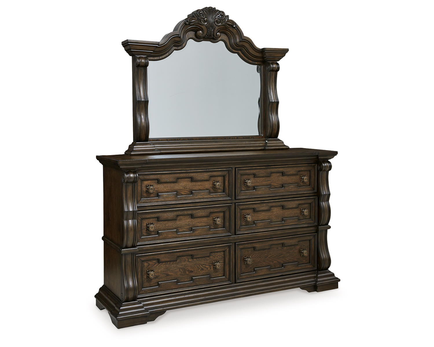 Maylee King Upholstered Bed, Dresser and Mirror