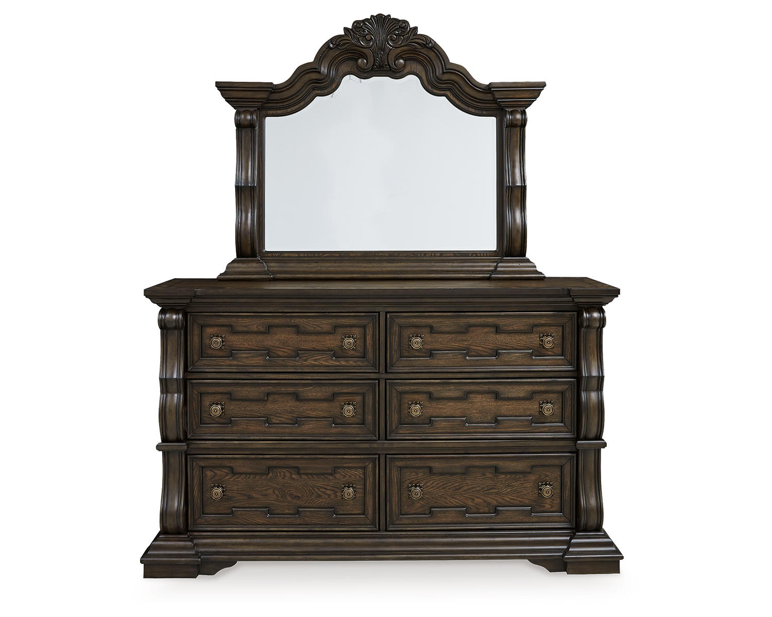 Maylee King Upholstered Bed, Dresser and Mirror