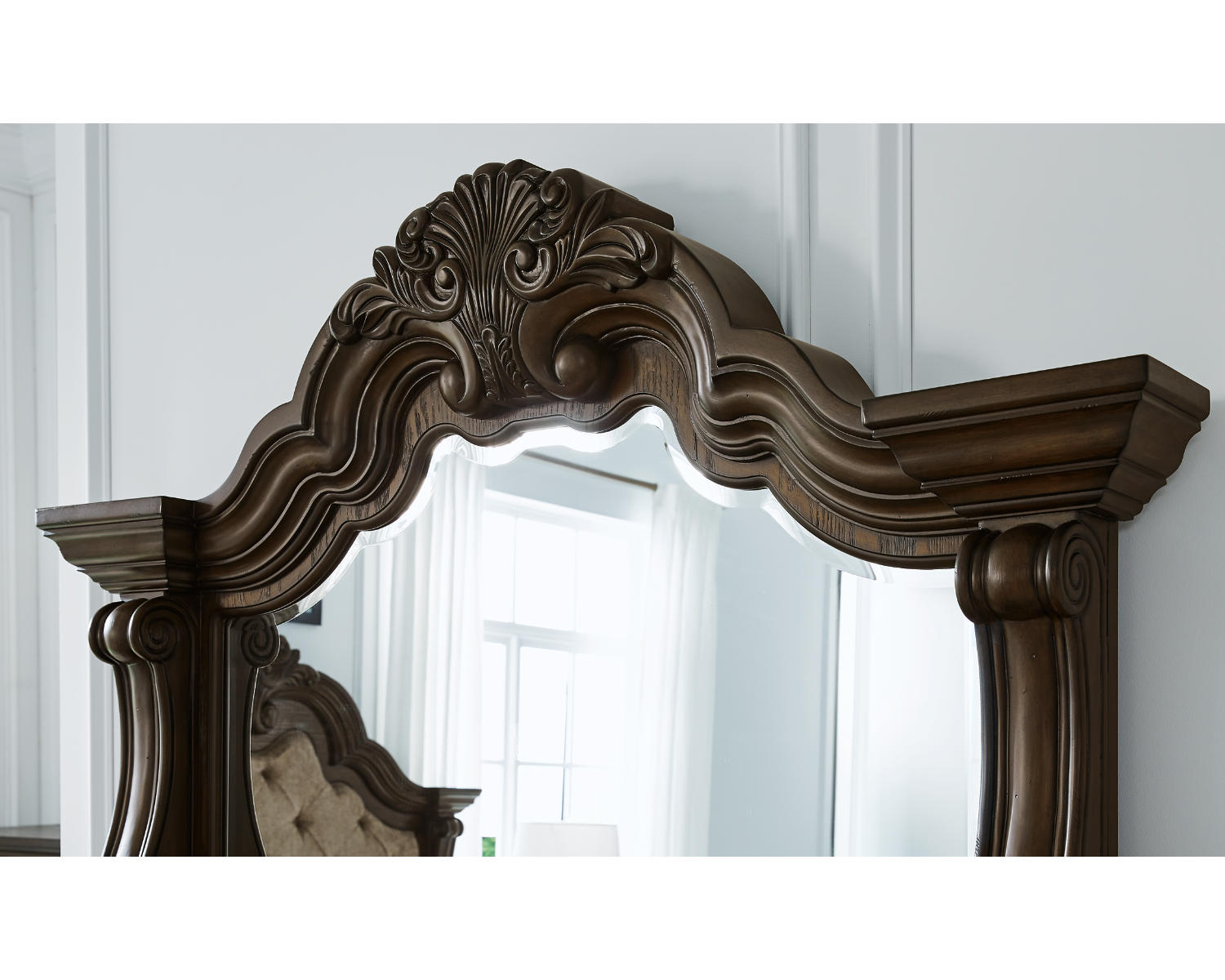 Maylee King Upholstered Bed, Dresser and Mirror