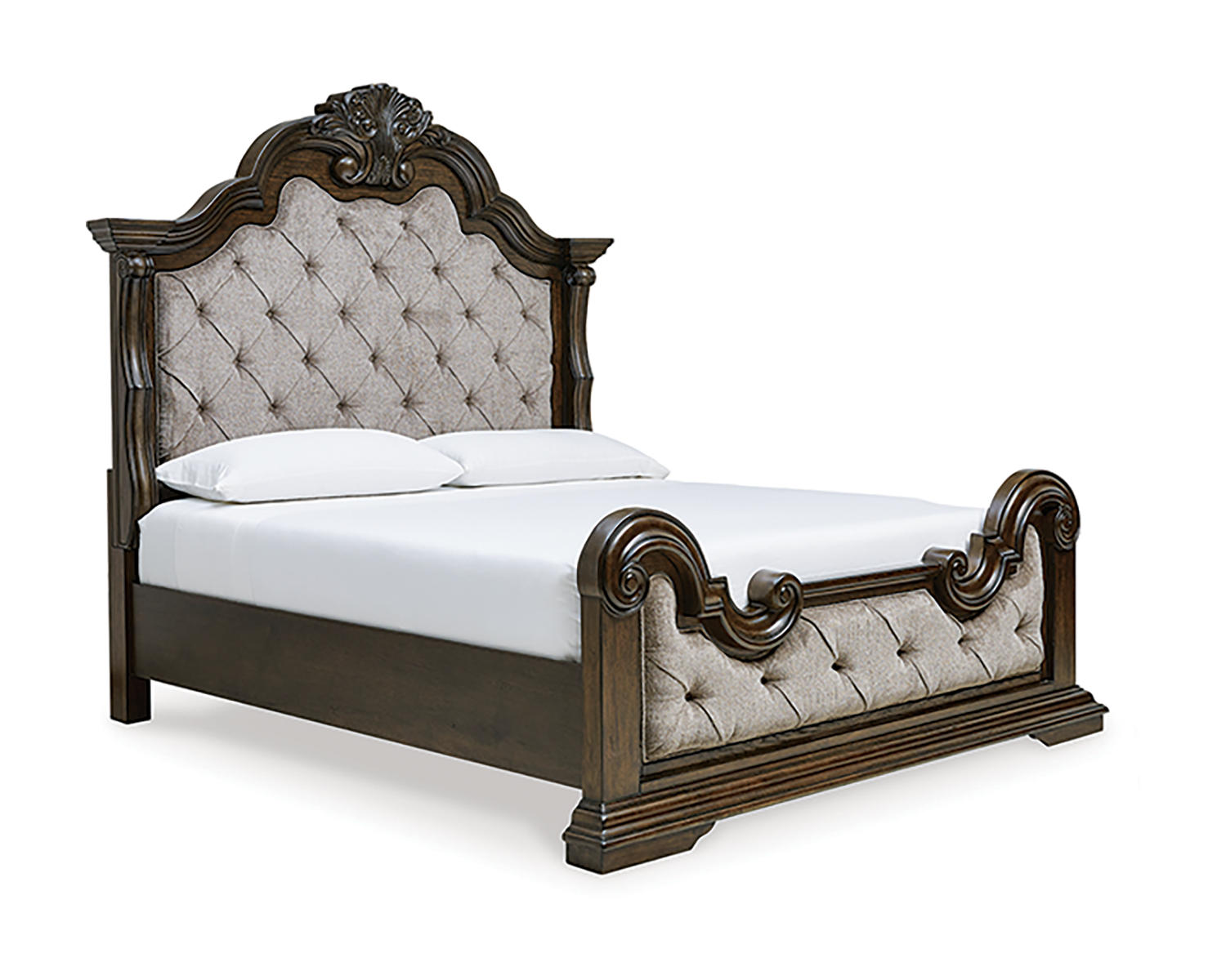 Maylee Queen Upholstered Bed, Dresser and Mirror