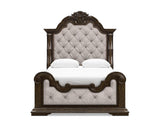Maylee Queen Upholstered Panel Bed, Dresser, Mirror and Nightstand