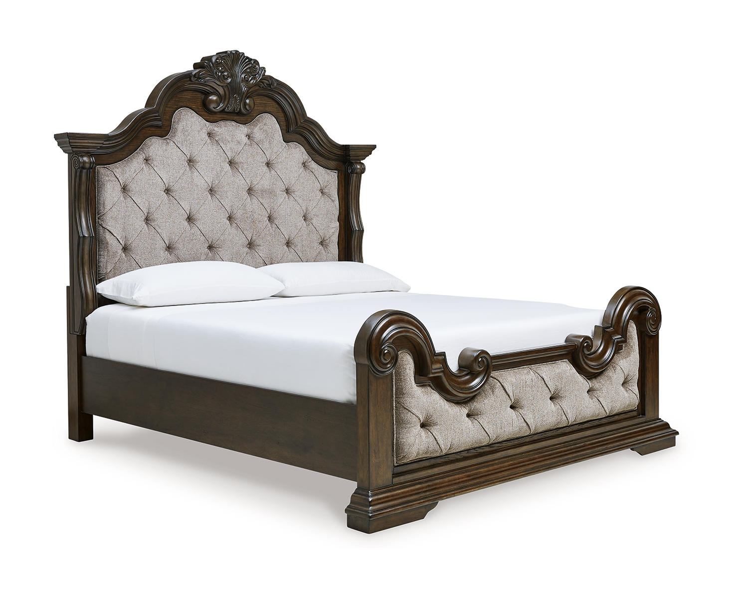 Maylee King Upholstered Bed, Dresser and Mirror