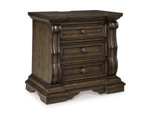 Maylee Queen Upholstered Panel Bed, Dresser, Mirror and Nightstand