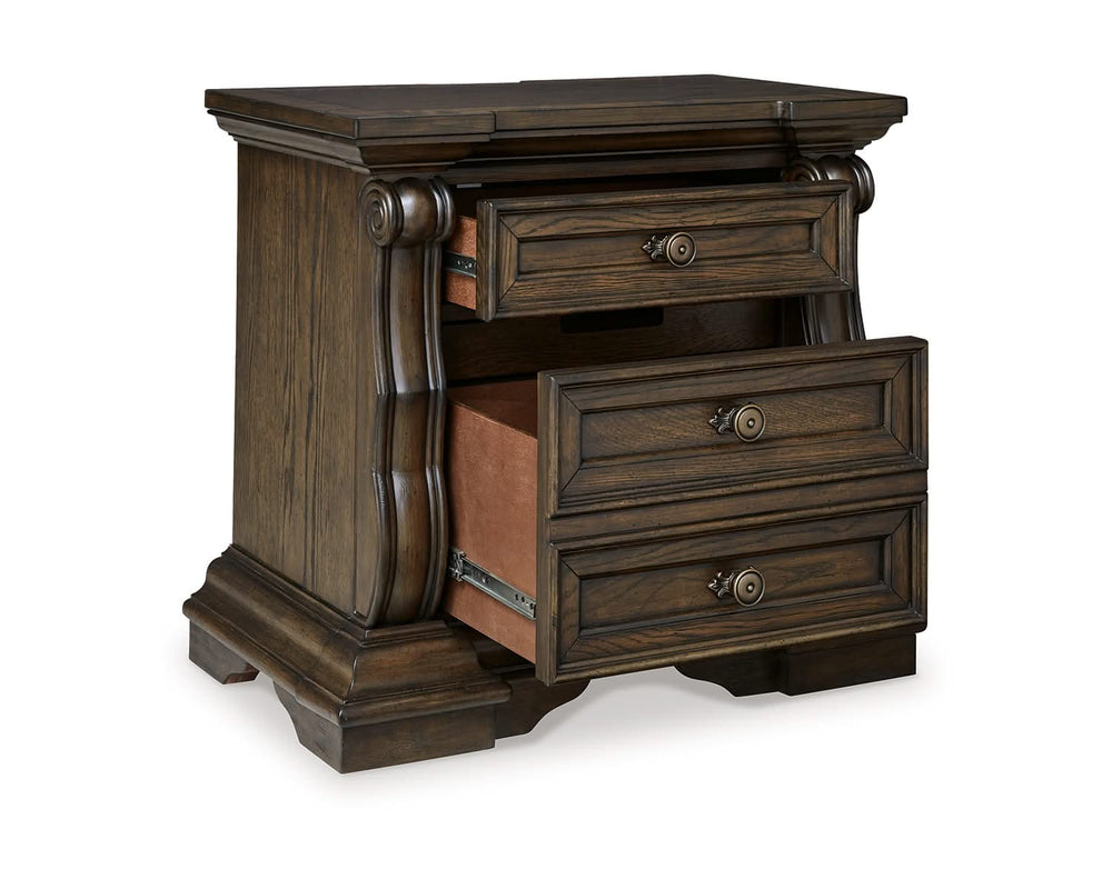 Maylee King Upholstered Bed, Dresser, Mirror and 2 Nightstands