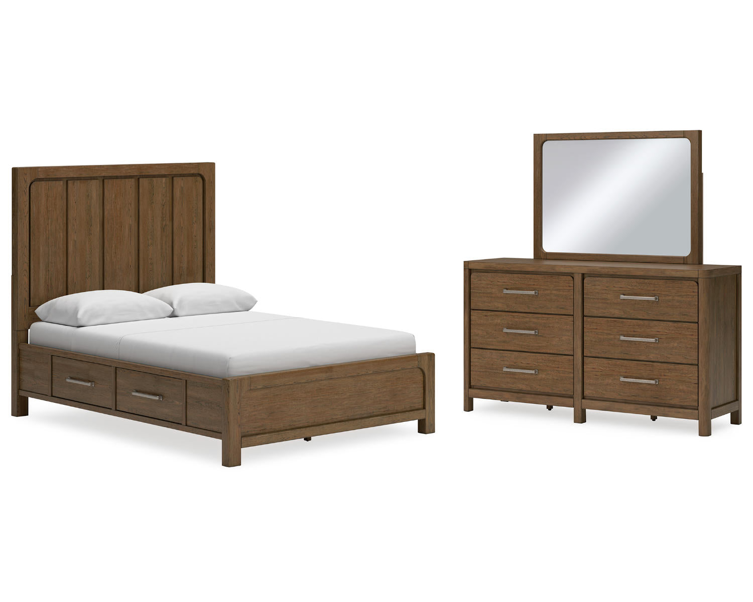 Cabalynn Queen Panel Bed with Storage, Dresser and Mirror